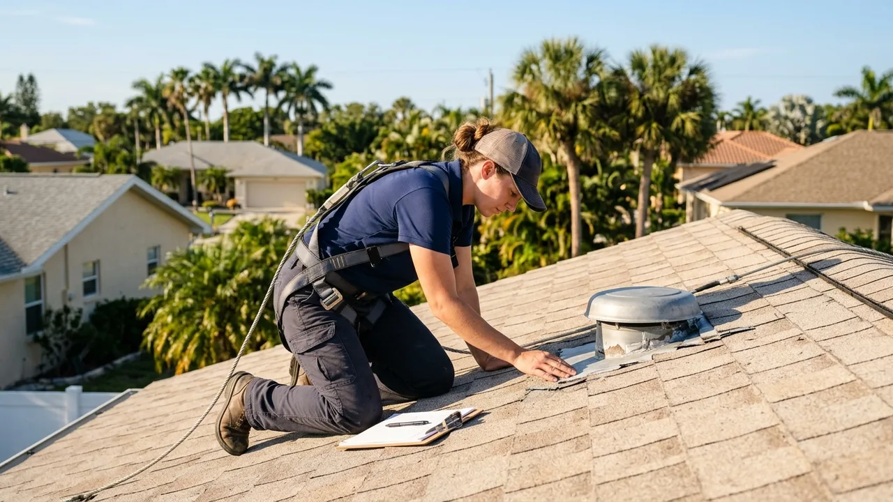 Wind mitigation inspection of a Sarasota roof