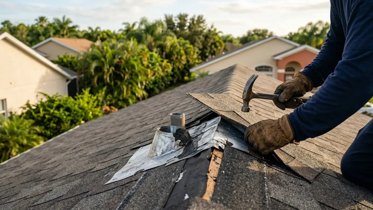 Roof leak repair on a Sarasota home